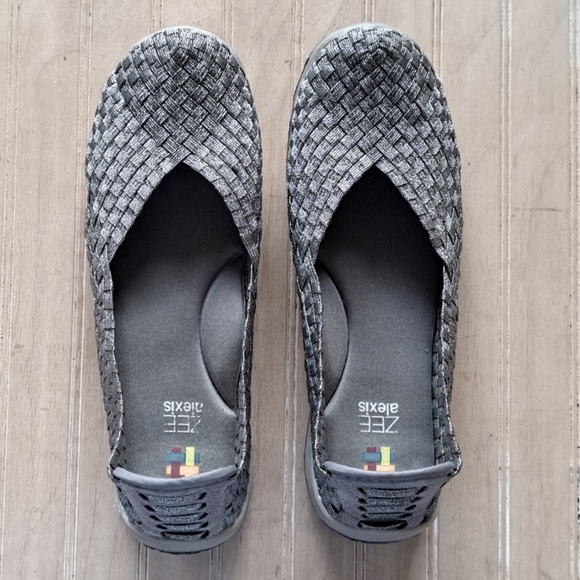 Zee Alexis Spice Woven Comfort Memory Foam Walking Metallic Silver Gray Slip On - Picture 2 of 8